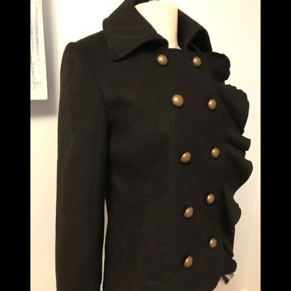 New DKNY Back ruffled pea coat jacket small - Picture 3 of 4